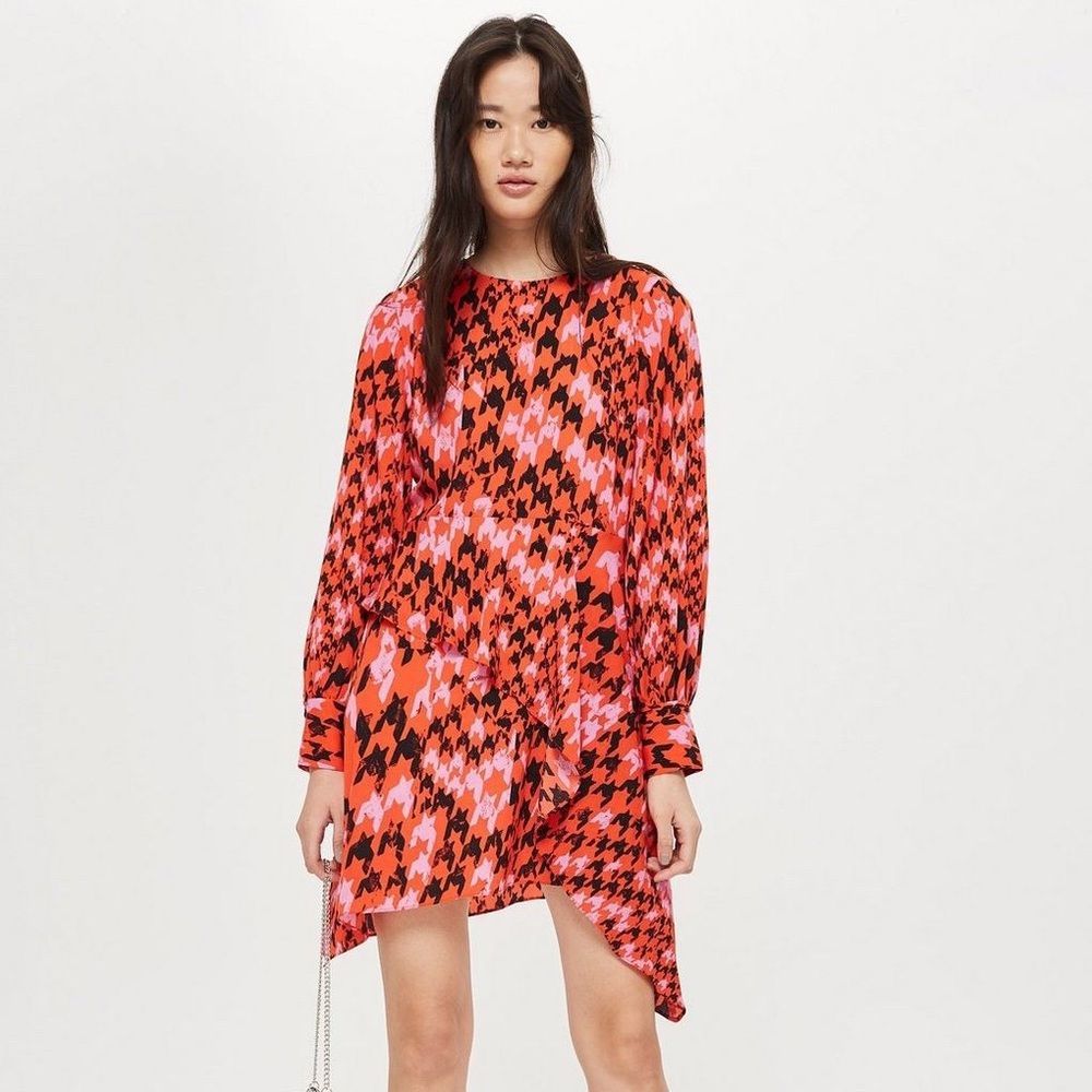 Topshop Houndstooth Patterned Dress - Picture 4 of 11